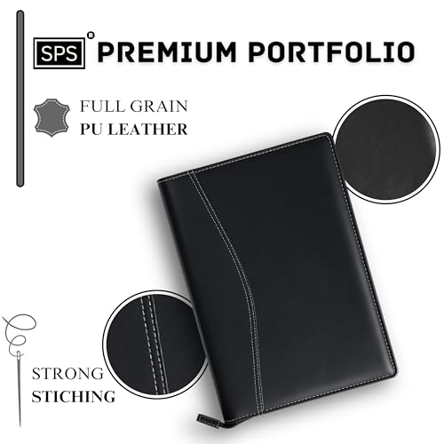 SPS Portfolio Multipurpose Leatherette Professional Black File Folders for Certificates, Documents Holder, Document Bag, Portfolio, Executive File Legal Size Documents Holder with 20 Leafs - Image 3