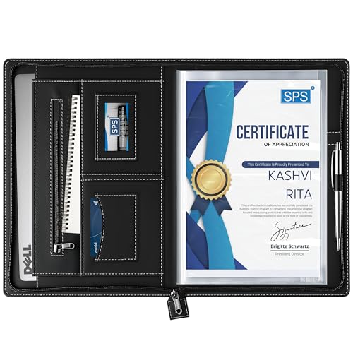 SPS Portfolio Multipurpose Leatherette Professional Black File Folders for Certificates, Documents Holder, Document Bag, Portfolio, Executive File Legal Size Documents Holder with 20 Leafs - Image 1