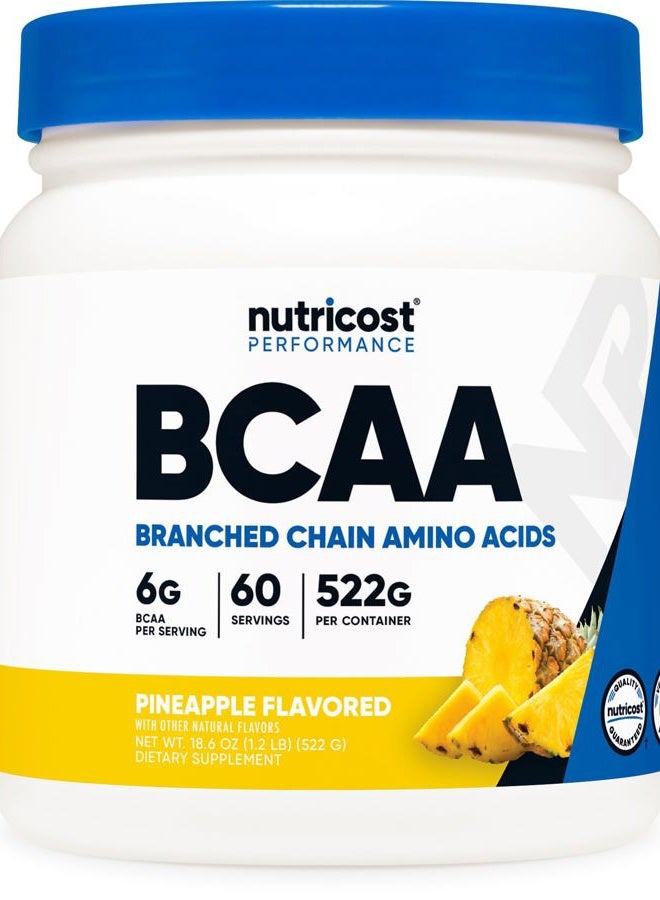 Nutricost BCAA Powder (Pineapple, 60 Servings) - Optimal 2:1:1 Ratio - Image 1