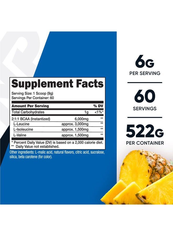 Nutricost BCAA Powder (Pineapple, 60 Servings) - Optimal 2:1:1 Ratio - Image 2