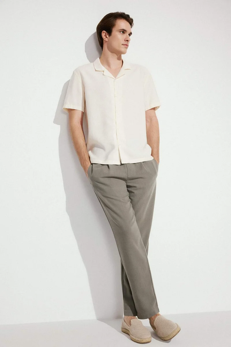 Defacto Relax Fit Ankle Length Linen Look Trousers