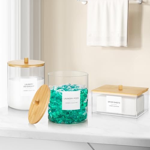 TIPGO Acrylic Dryer Sheet Holder with Lid, Clear Laundry Sheets Container with 27 Labels, Laundry Pods Storage for Laundry Room Organization - Image 5