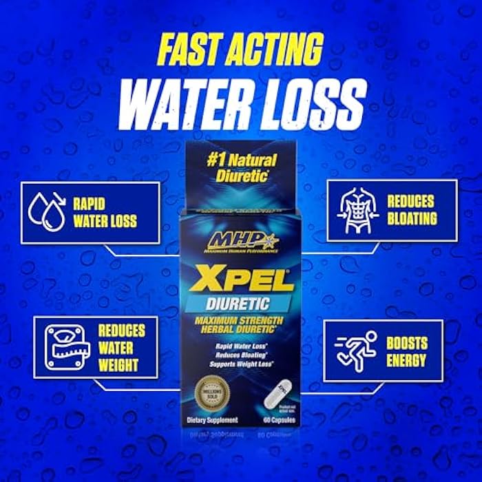 Maximum Human Performance Xpel Maximum Strength Diuretic Water Pills, for Water Retention Relief, Weight loss Support, with Vitamin B-6 Potassium Dandelion Root, 80 Capsules - Image 4