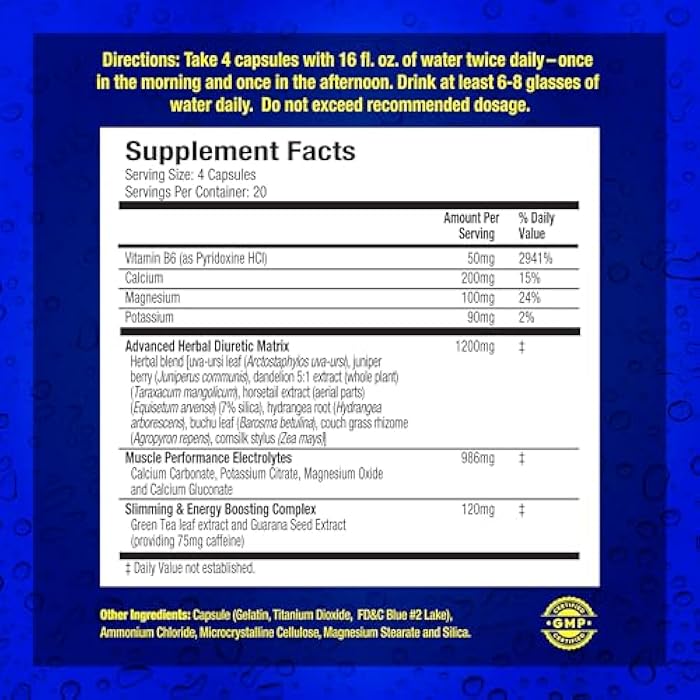 Maximum Human Performance Xpel Maximum Strength Diuretic Water Pills, for Water Retention Relief, Weight loss Support, with Vitamin B-6 Potassium Dandelion Root, 80 Capsules - Image 2