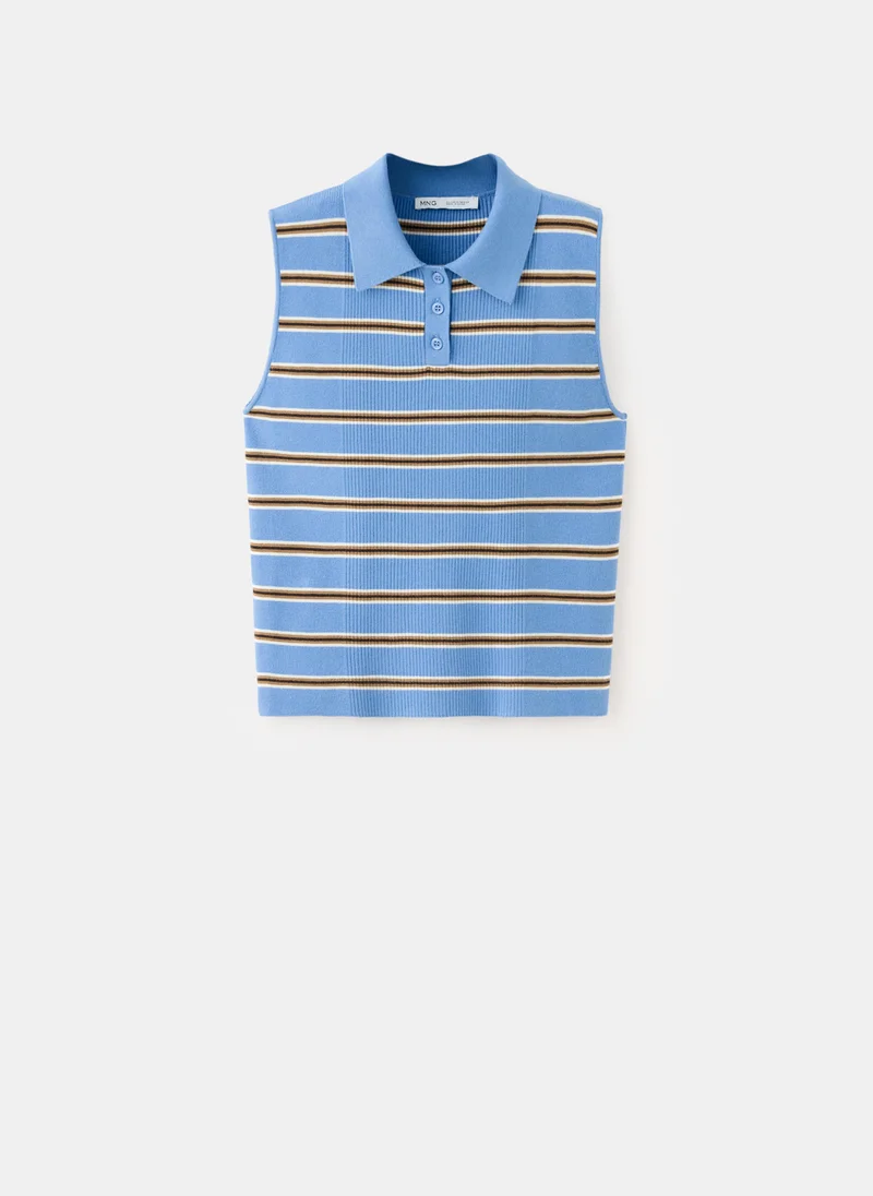 Mango 52-AZUL Ribbed Striped Gilet for Women | Best Price UAE