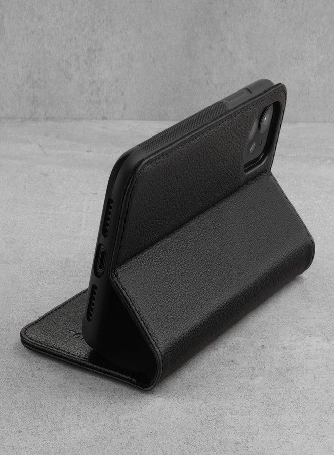 TORRO Leather Case Compatible with iPhone 11 - Genuine Leather Wallet Case/Cover with Card Holder and Stand Function (Black) - Image 3