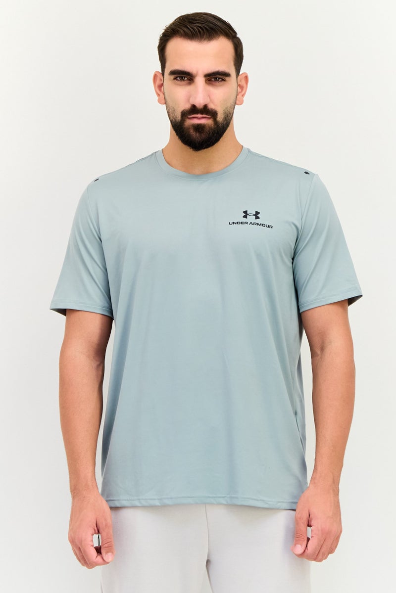 UNDER ARMOUR تي شيرت تدريب قصير الأكمام للرجال بتصميم فضفاض، رمادي - Image 1