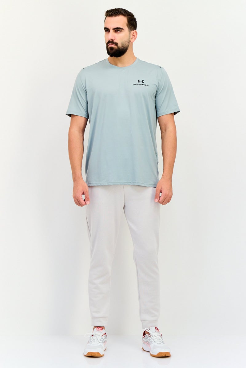 UNDER ARMOUR تي شيرت تدريب قصير الأكمام للرجال بتصميم فضفاض، رمادي - Image 4