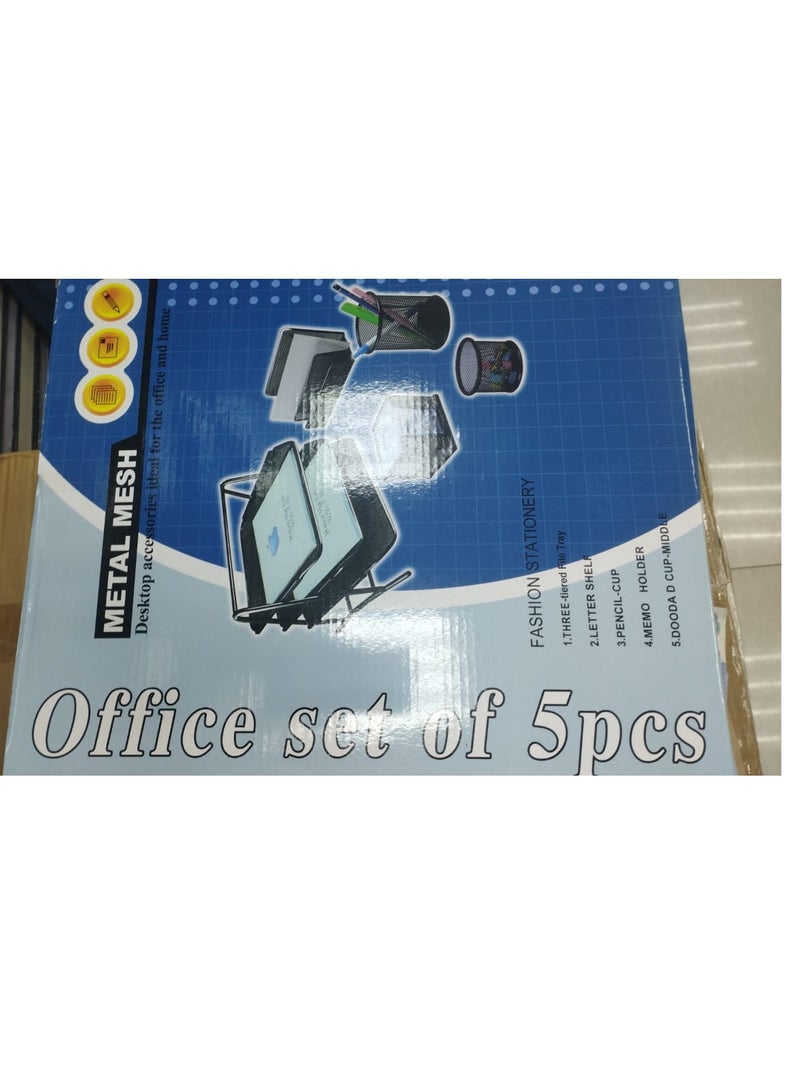 Terabyte Mesh Executive Desk Organizer 5-Piece Set - Black Metal Finish - Image 3