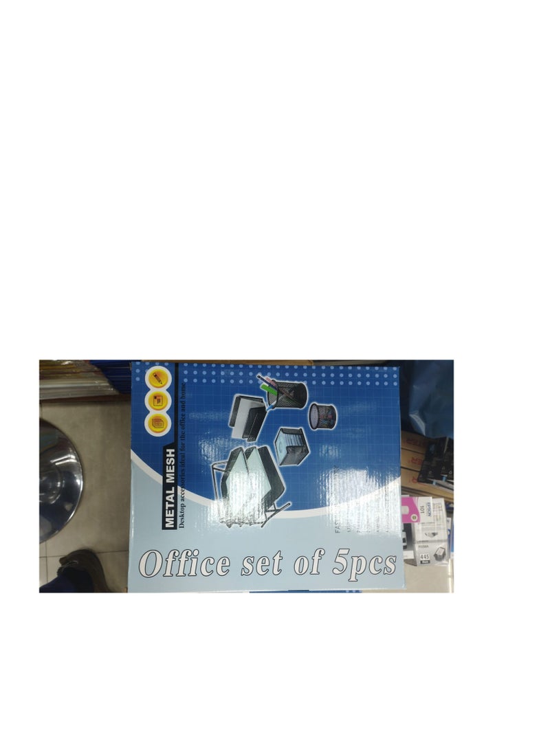 Terabyte Mesh Executive Desk Organizer 5-Piece Set - Black Metal Finish - Image 4