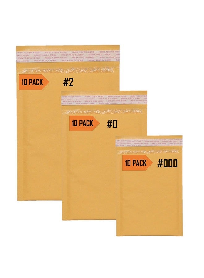 Sales4Less Kraft Bubble Mailers 2 8.5X12 10 Pack 0 6X10 10 Pack 000 4X8 10 Pack Padded Envelope Mailer Variety Pack - Image 1