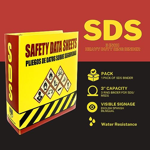 Ring Binder Depot SDS Binder, Heavy Duty 3 Ring Binder 3 Inch, English Spanish Bilingual, 600 Safety Data Sheets Capacity - Image 2