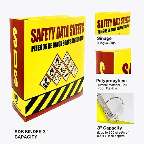 Ring Binder Depot SDS Binder, Heavy Duty 3 Ring Binder 3 Inch, English Spanish Bilingual, 600 Safety Data Sheets Capacity - Image 3