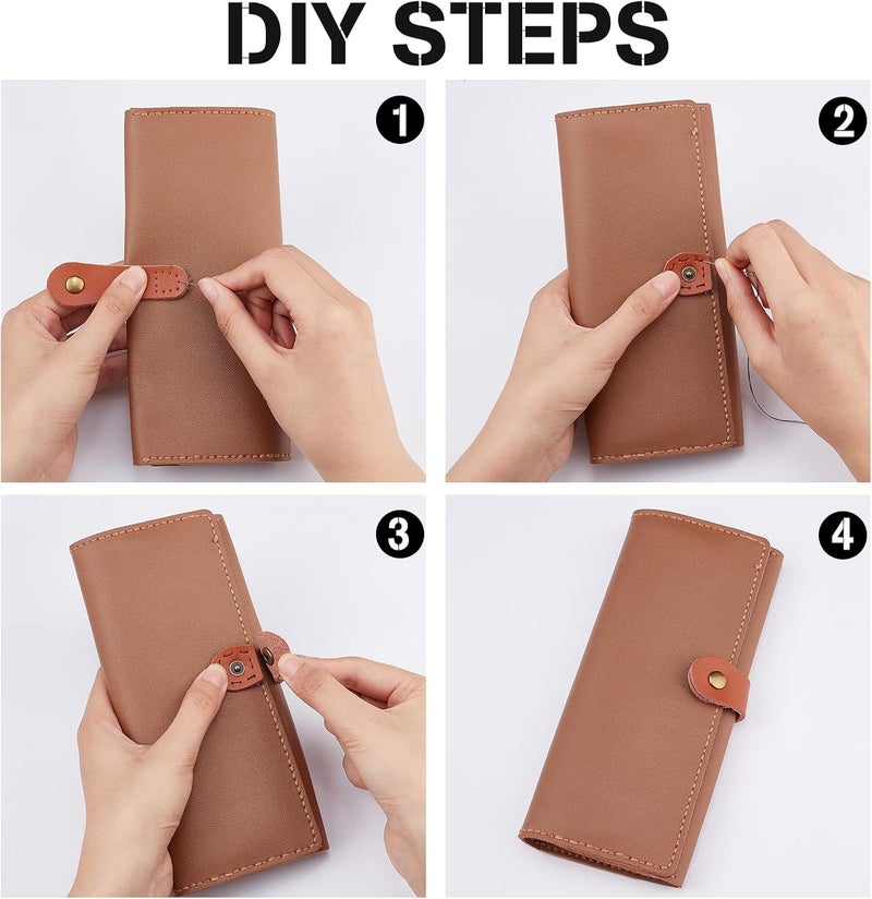 كلاراكو مجموعة من 6 مشابك كبس من جلد البقر من كلاركو. 3 ألوان من الجلد، مزودة بعلامة تبويب للحقائب، أزرار كبس جلدية قابلة للخياطة، مشابك تثبيت للحقائب، إكسسوارات خياطة يدوية للحقائب، المعاطف، السترات، دفاتر الملاحظات. - Image 3