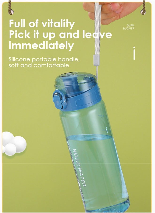 Generic - Water Bottle Sports Water Bottle, Reusable Clear Water Bottle BPA-Free Water Bottle, Leak-Proof Plastic Water Bottle with Carrying Strap, Flip Top Drink Bottles for Travel Gym ( White) - Image 1