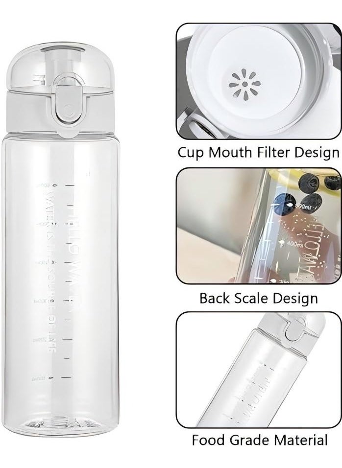 Generic - Water Bottle Sports Water Bottle, Reusable Clear Water Bottle BPA-Free Water Bottle, Leak-Proof Plastic Water Bottle with Carrying Strap, Flip Top Drink Bottles for Travel Gym ( White) - Image 1