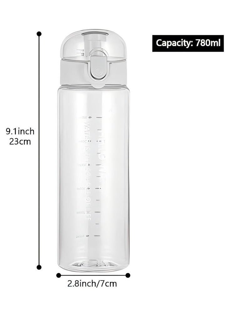 Generic - Water Bottle Sports Water Bottle, Reusable Clear Water Bottle BPA-Free Water Bottle, Leak-Proof Plastic Water Bottle with Carrying Strap, Flip Top Drink Bottles for Travel Gym ( White) - Image 1
