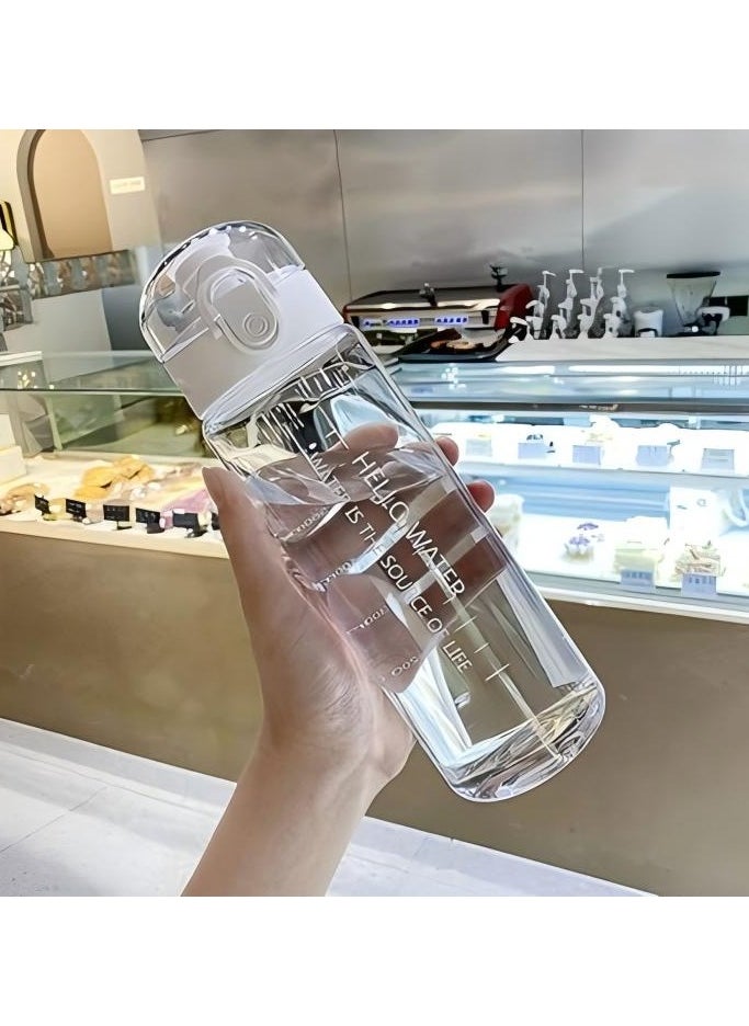 Generic - Water Bottle Sports Water Bottle, Reusable Clear Water Bottle BPA-Free Water Bottle, Leak-Proof Plastic Water Bottle with Carrying Strap, Flip Top Drink Bottles for Travel Gym ( White) - Image 1