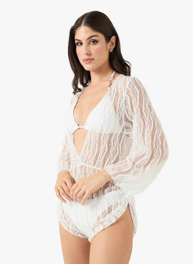 Ginger 2PC Bikini Set with Lace Cover Up