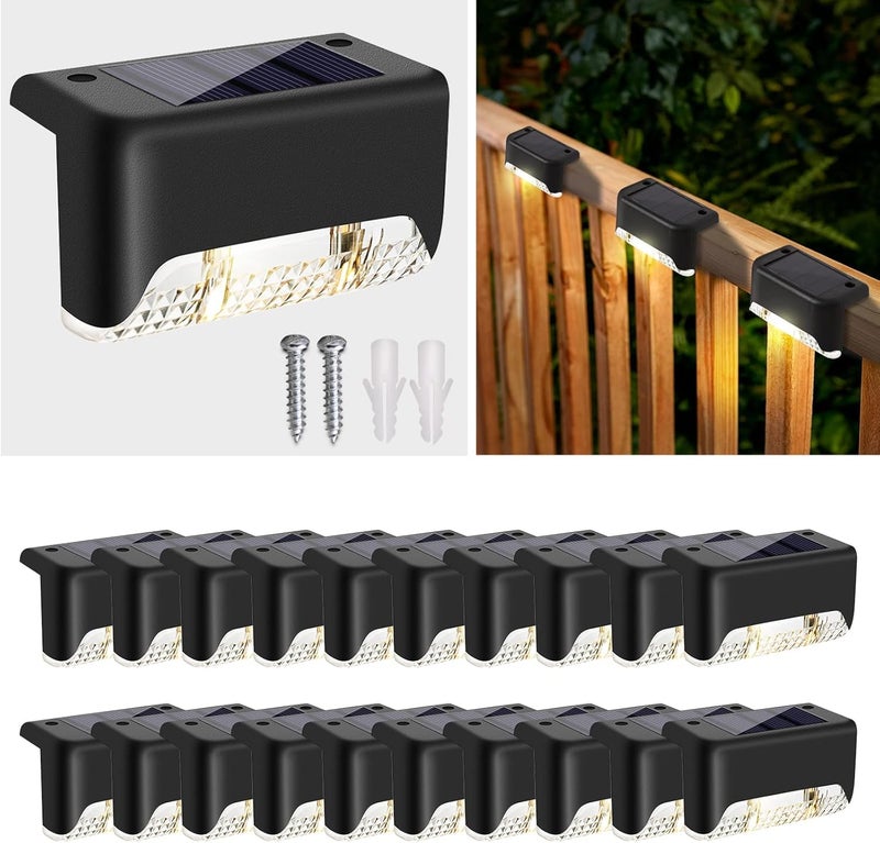 TECH LOGO ELECTRONICS Outdoor Solar Light Waterproof Balcony,Fence,Gate,Yard,Railing,Window Decor Light Garden lamp Home Stair Step Lights Balcony Led Solar Powered Lights, Warm Yelow (16) - Image 1