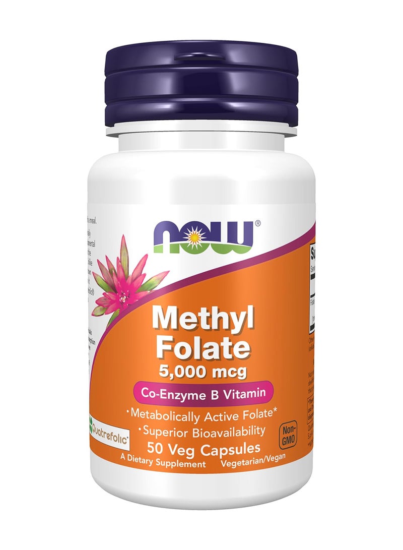 now Methyl Folate 5000 Mcg Superior Bioavailability 50 Veg Capsules - Image 1