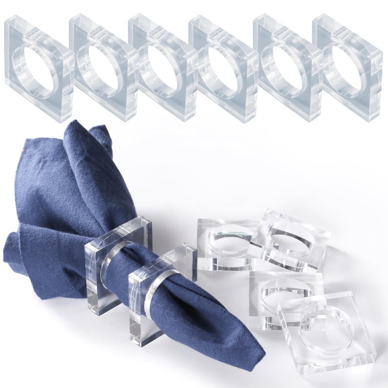 CLEENTABLE Acrylic Napkin Rings Set of 12  Elegant  Durable Tabletop Decor for Weddings Parties  Everyday Dining