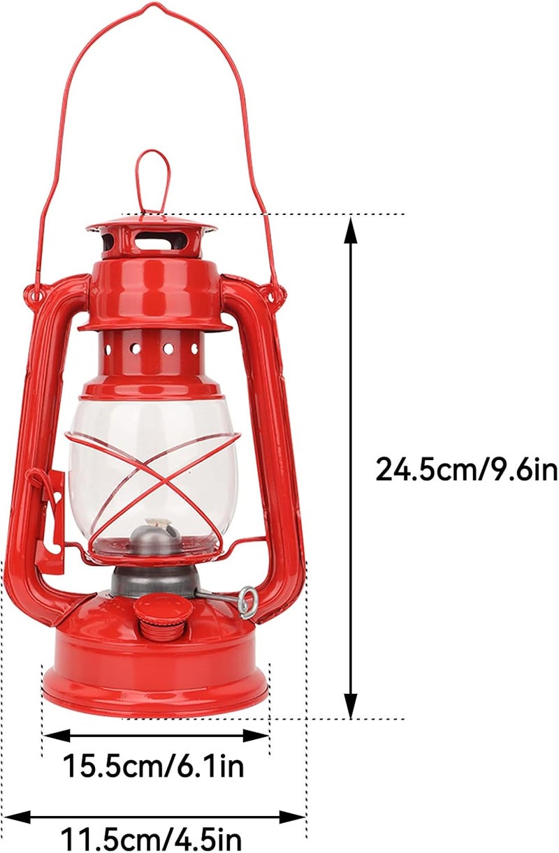 comfrt Vintage Kerosene Lamp, Iron Kerosene Oil Lantern Hanging Hurricane Lamp for Indoor Outdoor Home Party Pub Decoration(Red) - Image 3