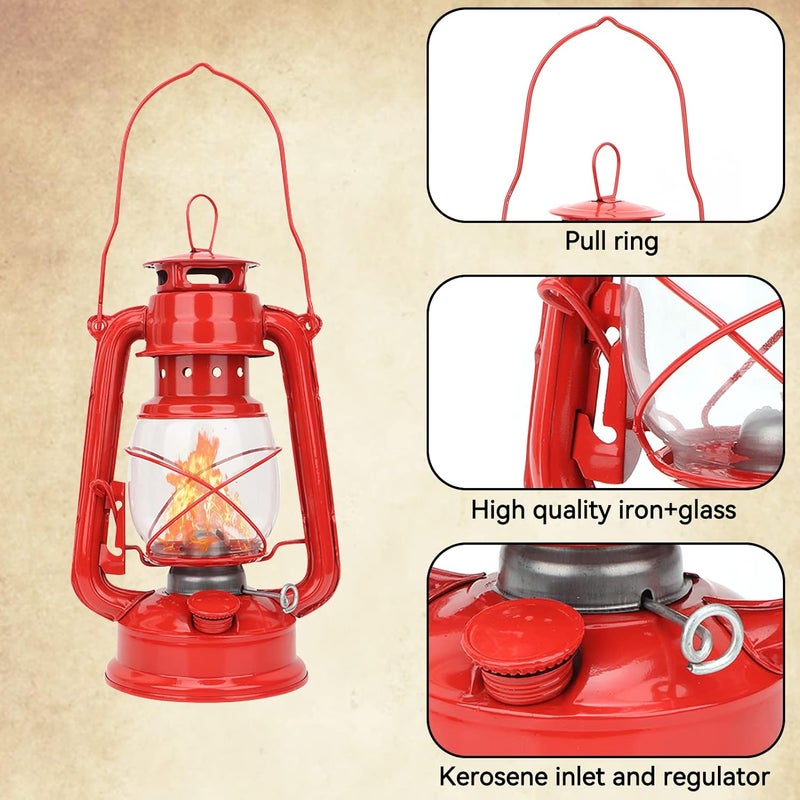 comfrt Vintage Kerosene Lamp, Iron Kerosene Oil Lantern Hanging Hurricane Lamp for Indoor Outdoor Home Party Pub Decoration(Red) - Image 4