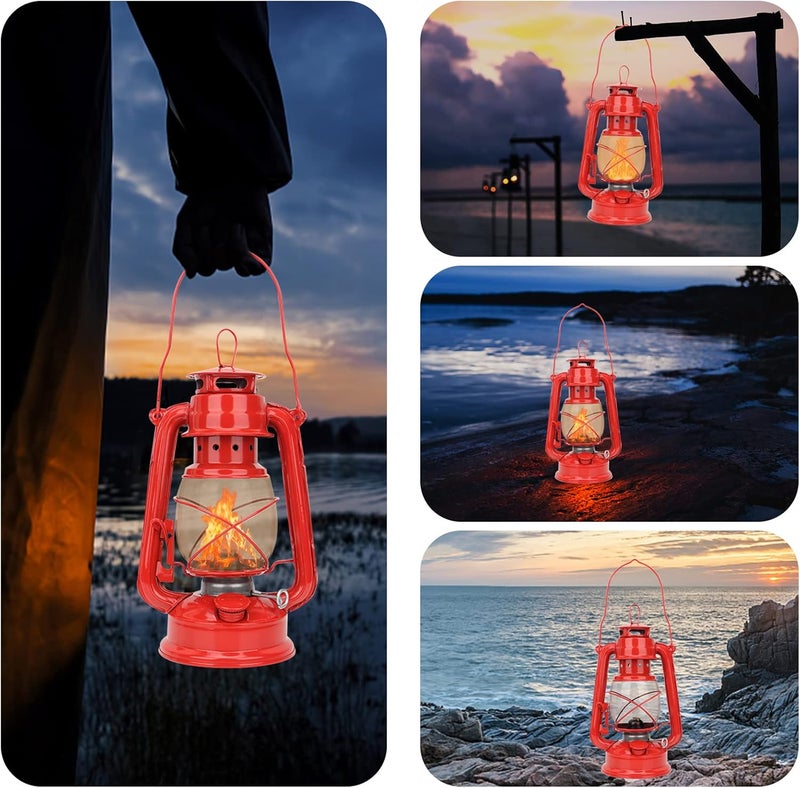 comfrt Vintage Kerosene Lamp, Iron Kerosene Oil Lantern Hanging Hurricane Lamp for Indoor Outdoor Home Party Pub Decoration(Red) - Image 1