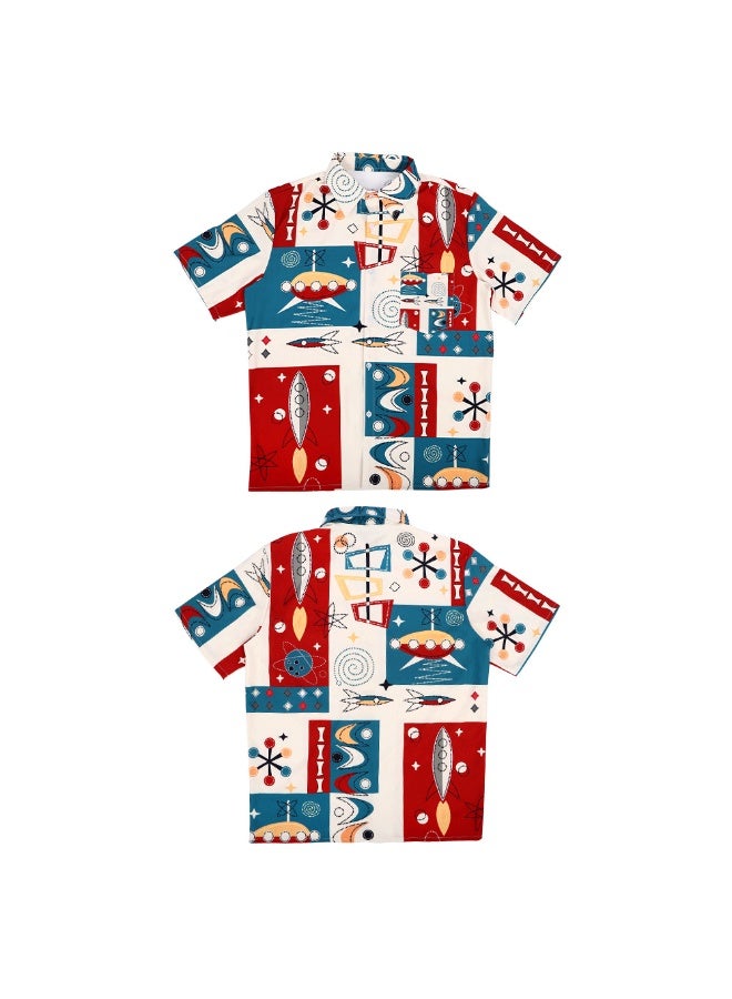 NIBEMINENT Four-sided bouncy koi shirt jacket, summer stage performance costume for both men and women, flower shirt neon - Image 1