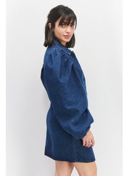 Missguided Women Washed Denim Dress, Blue  - Image 3
