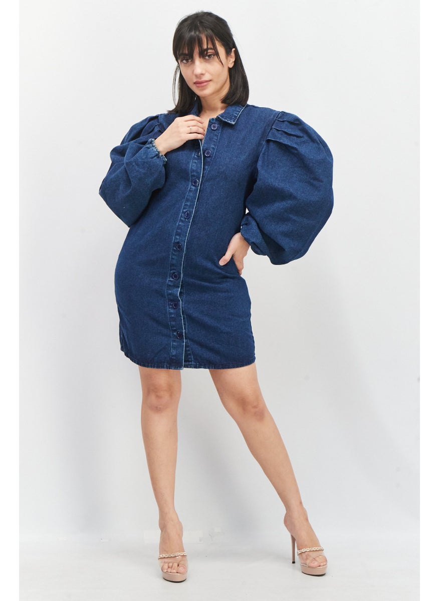 Missguided Women Washed Denim Dress, Blue  - Image 2