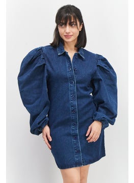 Missguided Women Washed Denim Dress, Blue  - Image 1
