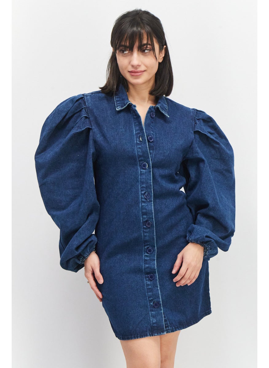Missguided Women Washed Denim Dress, Blue  - Image 1