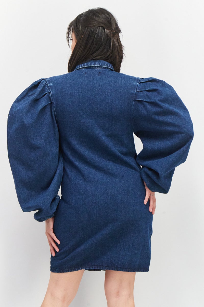 Missguided Women Washed Denim Dress, Blue - Image 4