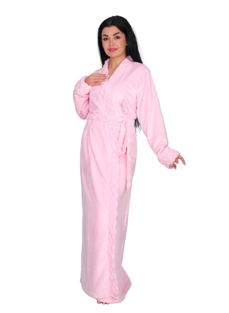 Dadoush Luxurious multi-colored, long, soft fur bathrobe with a belt - Women's fur robe - Long women's kimono, elegant design, winter robe by Daadoush - Image 1