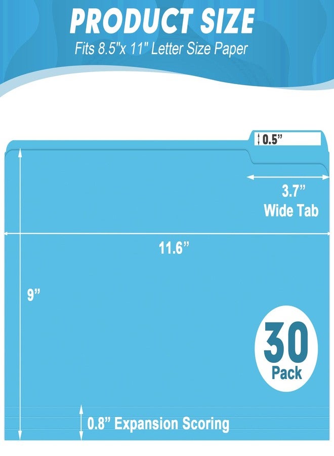 HERKKA 30 Pack File Folders with 1/3 Cut Tabs, 1/3 Cut Top Tab, Letter Size, Assorted,Designed for Office and Classroom Use (B) - Image 2