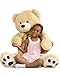MaoGoLan Giant Teddy Bear Stuffed Animal 52 Large Tan Teddy Bear Plush Toy with Cute Bow Tie Footprints Soft Sunggle Bear Plushies Gift for Kids Grilfriend Wife on Christmas Birthday Baby Shower - Image 3