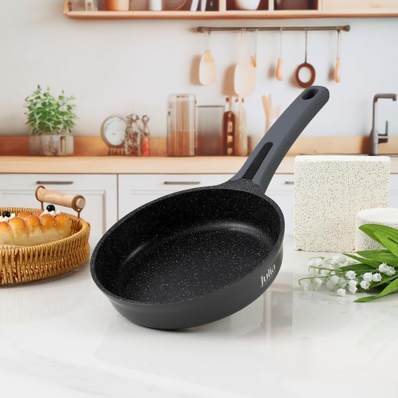 Julia Elite Edge Grey 20cm Granite Frypan Without Lid Durable Nonstick Skillet Pan Scratch Resistant Heat Resistant Easy Clean Cookware Perfect For Frying Sauteing And Preparing Healthy Daily Meals - Image 1