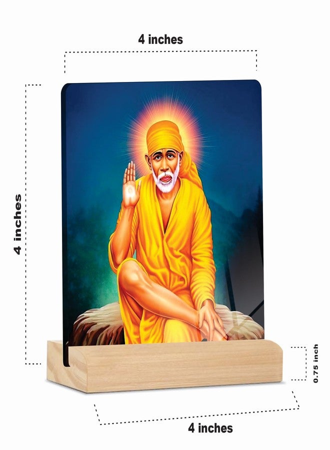 Giftplease Shirdi Sai Baba Tabletop Photo Frame with Wooden Stand | Desk Frame for Home & Office D cor | Spiritual & Inspirational Gift | Elegant Display Frame for Pictures GMP_52 - Image 2