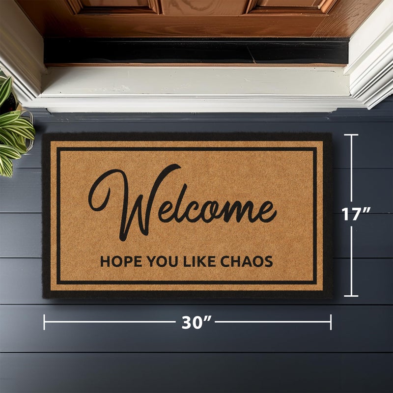 Barnyard Designs Natural Coco Coir Heavy Duty Backing Doormat - Large Cute Non-Slip Front Door Welcome Mat for Outside Entrance or Porch Entry, Brown (17x30, Chaos) - Image 5