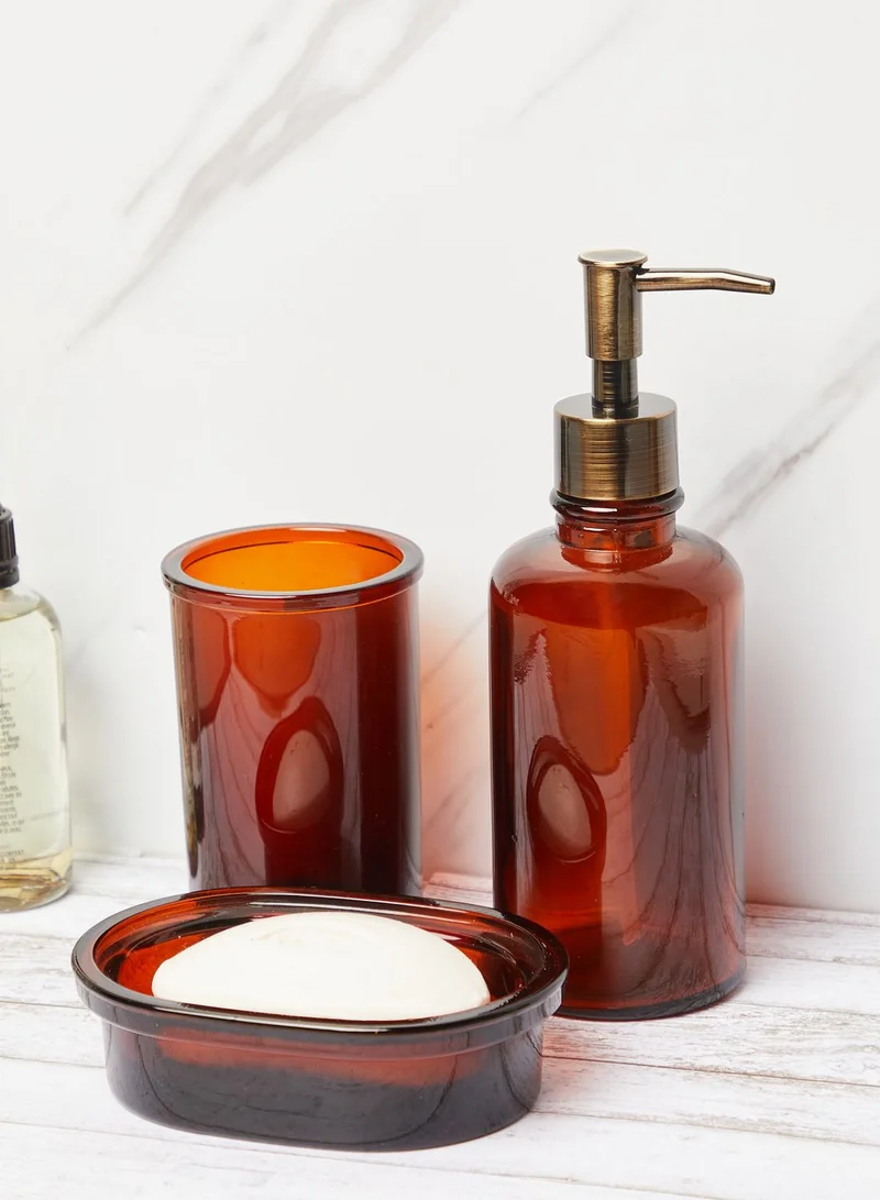 Noire Edit 3 Piece Brown Glass Bathroom Set