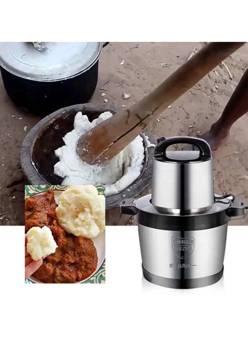 Meat Grinder, Food Chopper, 6L Stainless Steel Food Processor for Meat, Vegetables, Fruits and Nuts, Stainless Steel Bowl and Sharp Blades Meat Grinder - Image 4