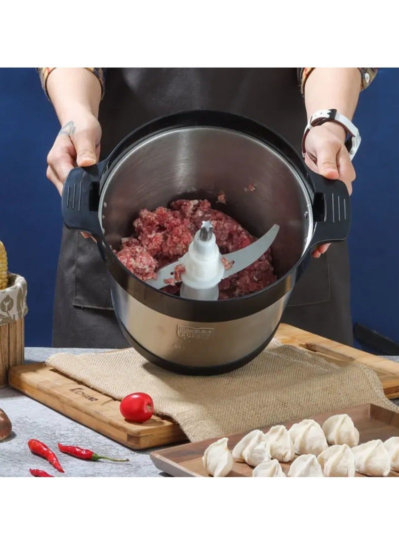 Meat Grinder, Food Chopper, 6L Stainless Steel Food Processor for Meat, Vegetables, Fruits and Nuts, Stainless Steel Bowl and Sharp Blades Meat Grinder - Image 2