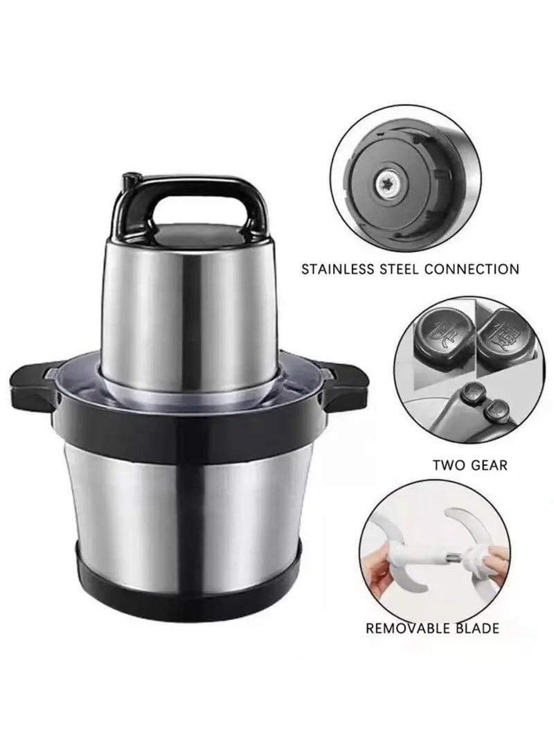 Meat Grinder, Food Chopper, 6L Stainless Steel Food Processor for Meat, Vegetables, Fruits and Nuts, Stainless Steel Bowl and Sharp Blades Meat Grinder - Image 1