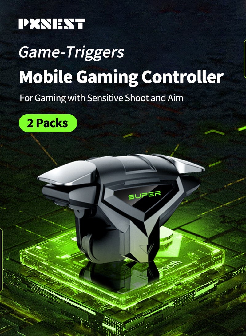 Pxnest 2 Packs Mobile Game Triggers, 4-Finger L/R Gaming Controller, High-Speed Fire & Aim Buttons, Universal Mobile Game Trigger for PUBG Mobile, COD, Free Fire, iPhone & Android - Image 2