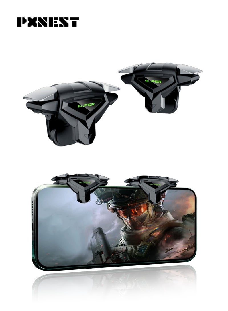 Pxnest 2 Packs Mobile Game Triggers, 4-Finger L/R Gaming Controller, High-Speed Fire & Aim Buttons, Universal Mobile Game Trigger for PUBG Mobile, COD, Free Fire, iPhone & Android - Image 1