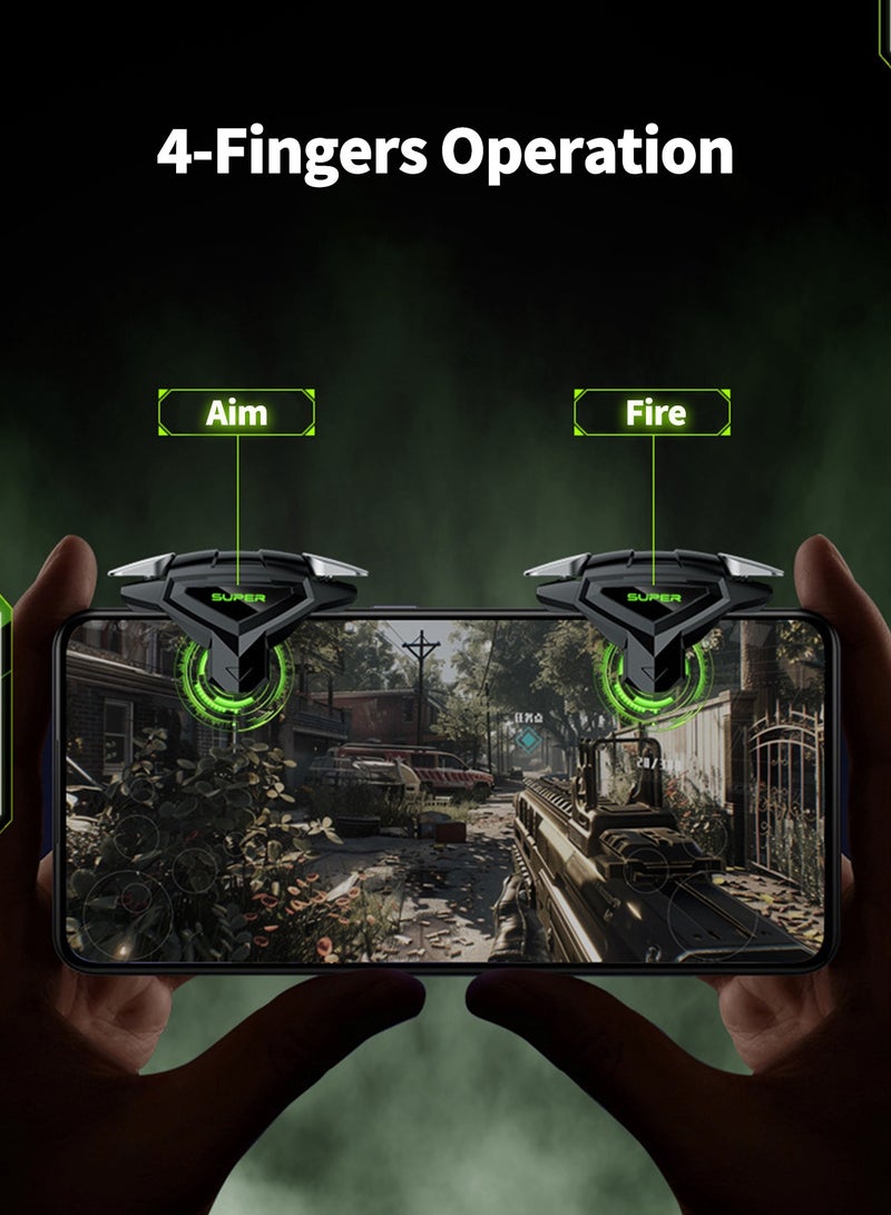 Pxnest 2 Packs Mobile Game Triggers, 4-Finger L/R Gaming Controller, High-Speed Fire & Aim Buttons, Universal Mobile Game Trigger for PUBG Mobile, COD, Free Fire, iPhone & Android - Image 3