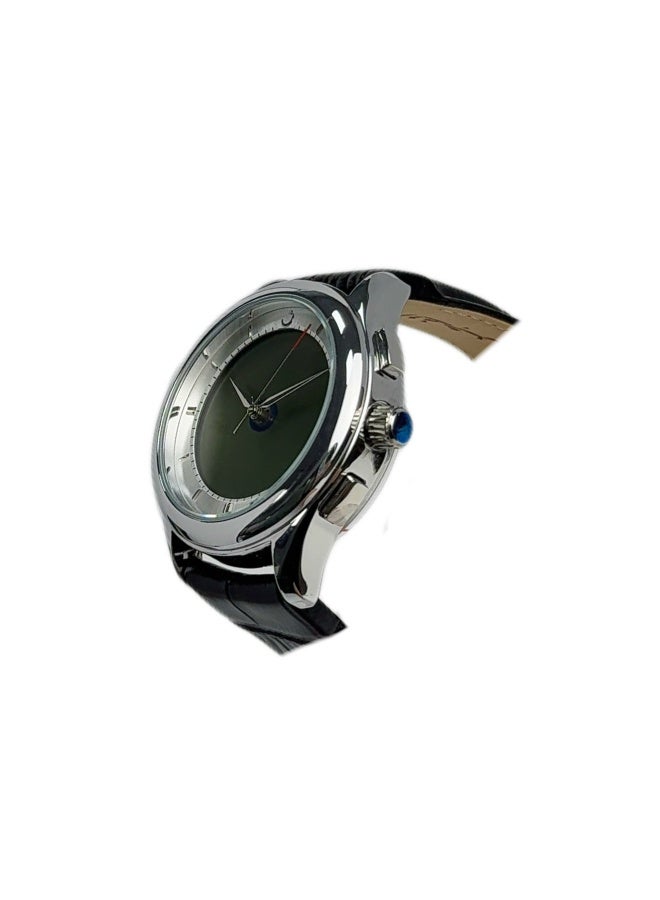 الفجر ساعة ذات قرص دائري مزدوج العرض تناظري ورقمي مع حزام جلدي أسود وقرص أبيض ساعة ذات طراز بسيط وعصري WW-22SWL-HS - Image 2