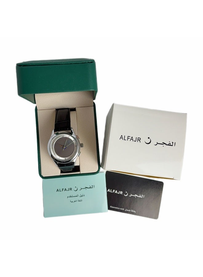 الفجر ساعة ذات قرص دائري مزدوج العرض تناظري ورقمي مع حزام جلدي أسود وقرص أبيض ساعة ذات طراز بسيط وعصري WW-22SWL-HS - Image 5